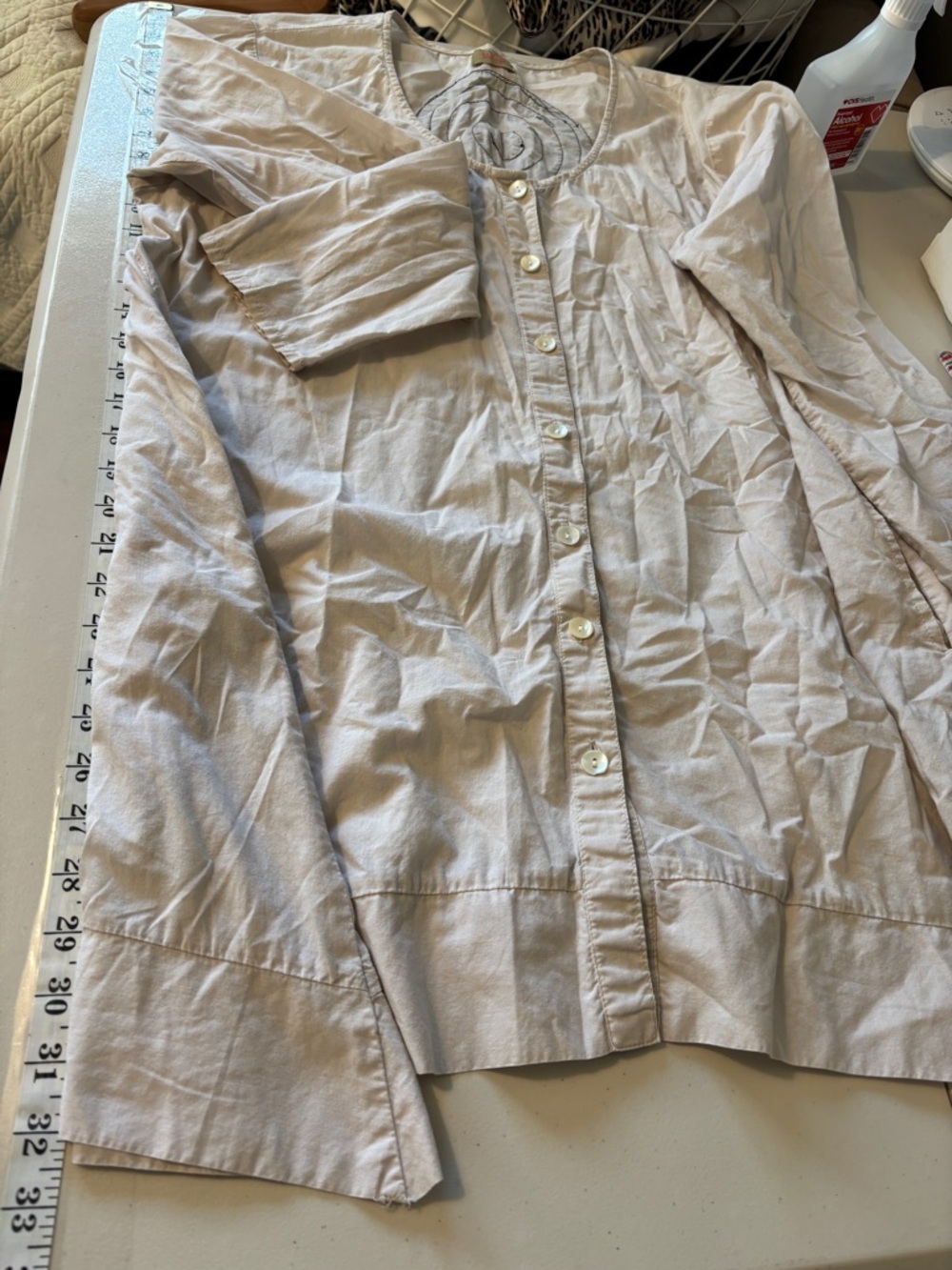 Beige Womens Lagenlook Tunic Oversized Medium 3D Spirals Art to Wear Asymetrical - Picture 7 of 9
